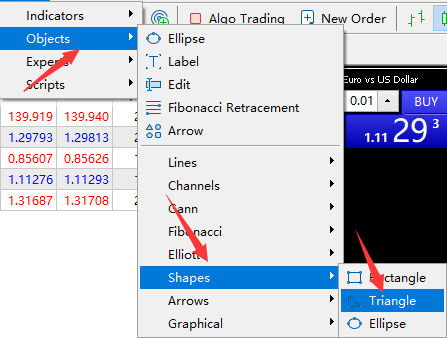 How to draw a triangle on MT5