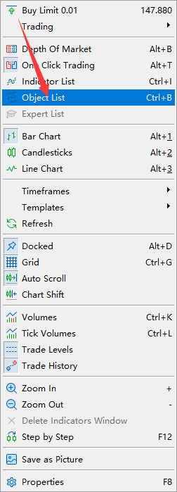 How to delete the vertical line added on the MT5 chart