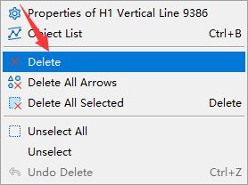 How to delete the vertical line added on the MT5 chart